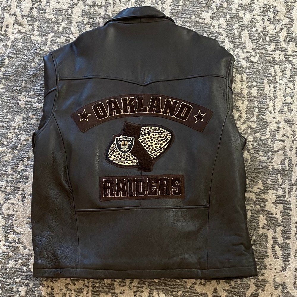 Oakland Raiders Leather Jacket VINTAGE G-III & Carl Banks NFL Size XL - Picture 3 of 11